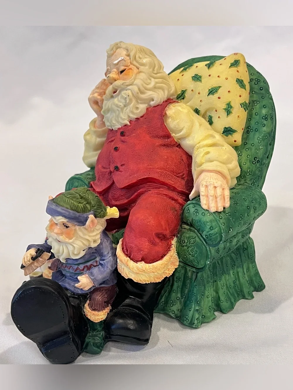 Vintage Santa Green Chair Christmas Figurine Elf Gifts 1990s Walmart